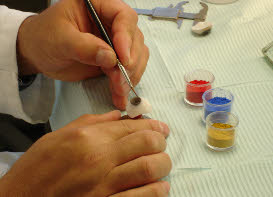 Hand painting prosthetic eye